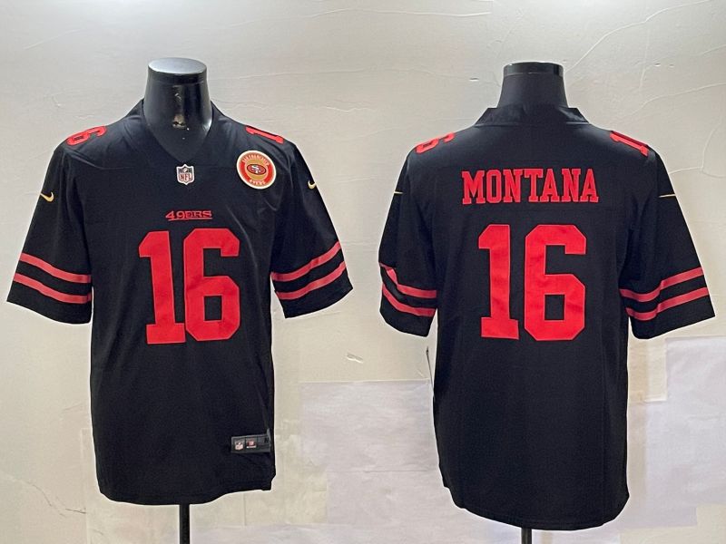 Men San Francisco 49ers #16 Montana Black Second generation 2024 Nike Limited NFL Jersey style 010811->san francisco 49ers->NFL Jersey